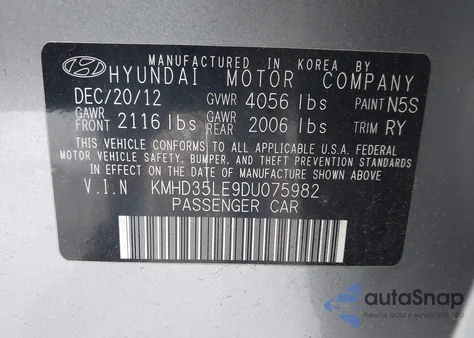2013 Hyundai Elantra Gt z USA, uszkodzony, nr VIN KMHD35LE9DU075982